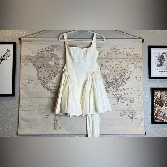 HOUSE OF CB 'Florianne' Ivory Bow Mini Dress NWT
